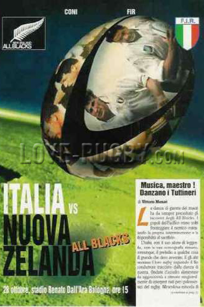 1995 Italy v New Zealand  Rugby Programme